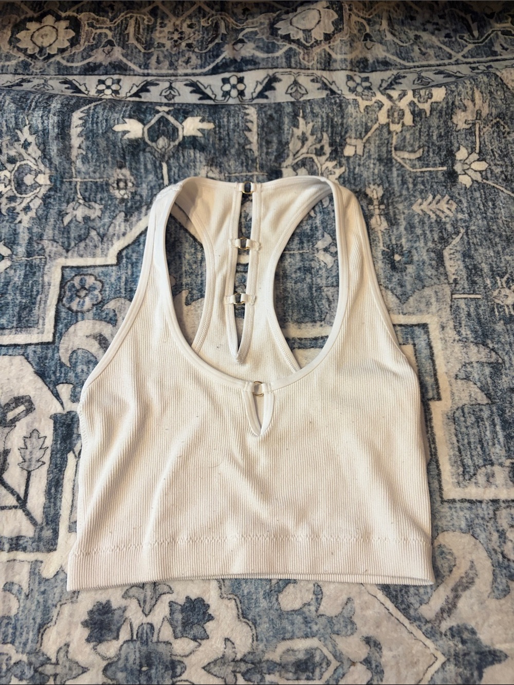 Aerie Racerback Ribbed Crop Tank Top – White